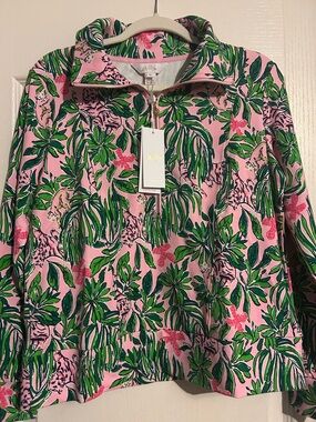 Lilly Pulitzer Eleni Pullover Conch Shell Pink 💚 Roaring with Joy 💚 Medium New